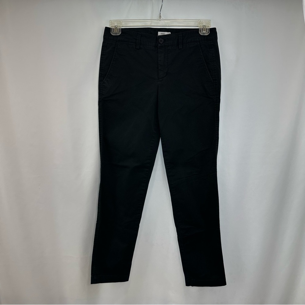 Vince Black Tapered Ankle Pants Women’s 6 Mid Rise Cotton Blend Pockets Zip Fly